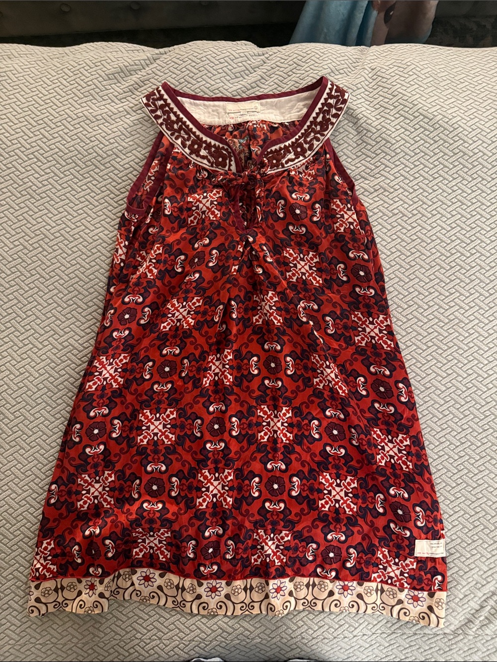 Red Patterned Sleeveless Boho Dress Odd Molly